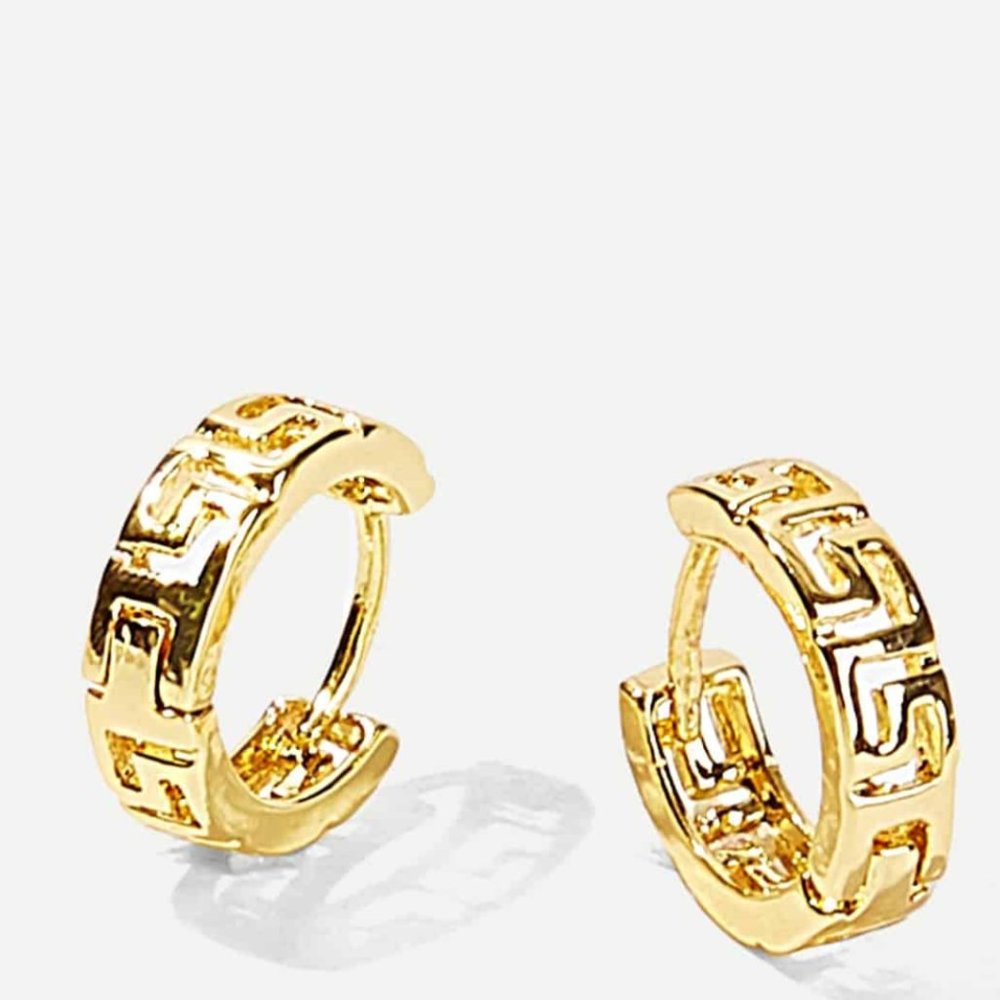 Earrings Engraved Detail Hoop 1pair Gold N…